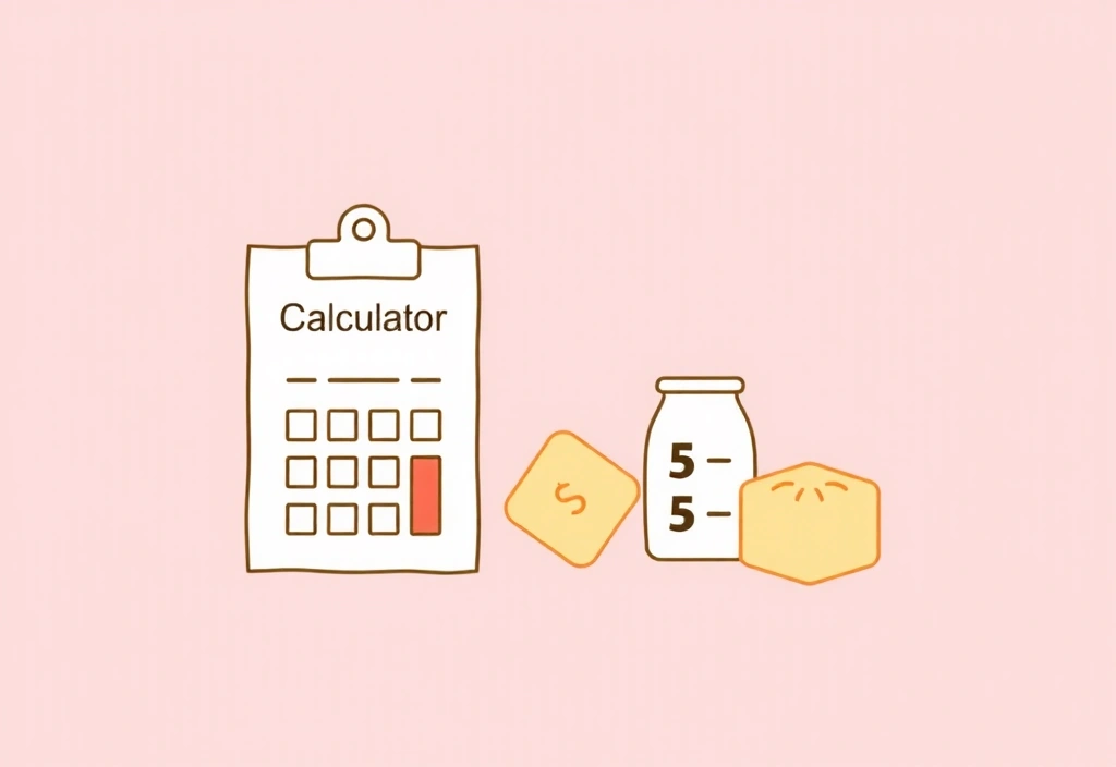 Ilustracja kalkulatora lub cennika usług dietetycznych w minimalistycznym stylu